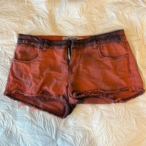 burnt orange jean shorts